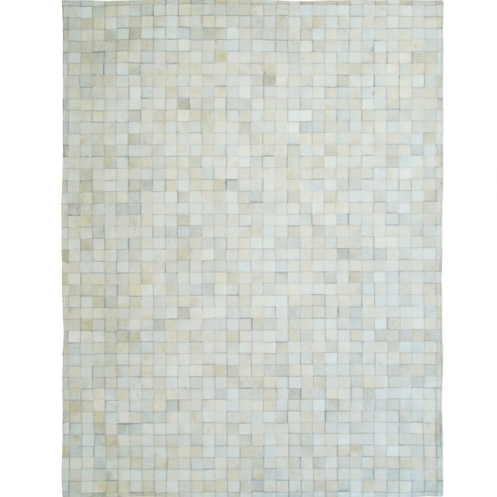 Tapis en cuir naturel recyclé mosaïque blanc 120x170
