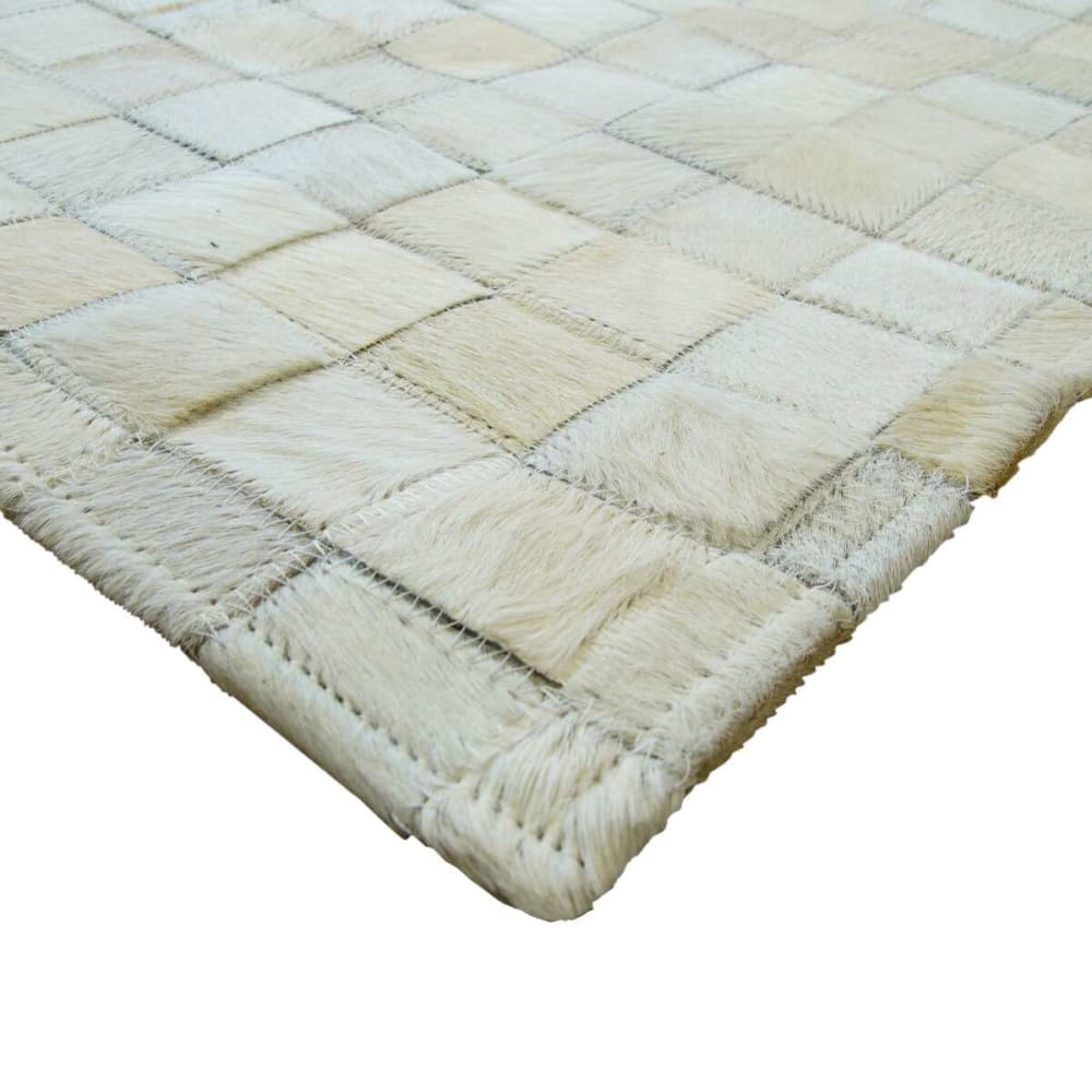 Tapis en cuir naturel recyclé mosaïque blanc 120x170 — vue 4