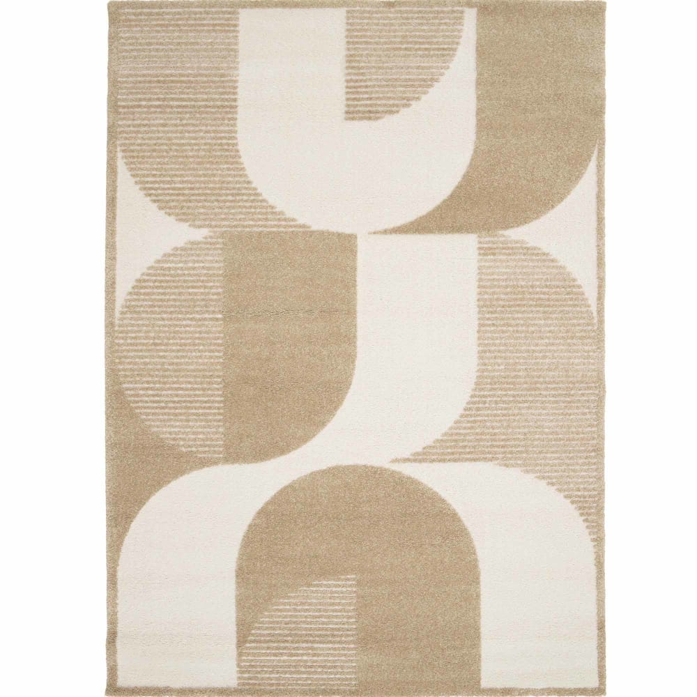 Tapis à reliefs doux à relief géométrique beige 160x230 — vue 3