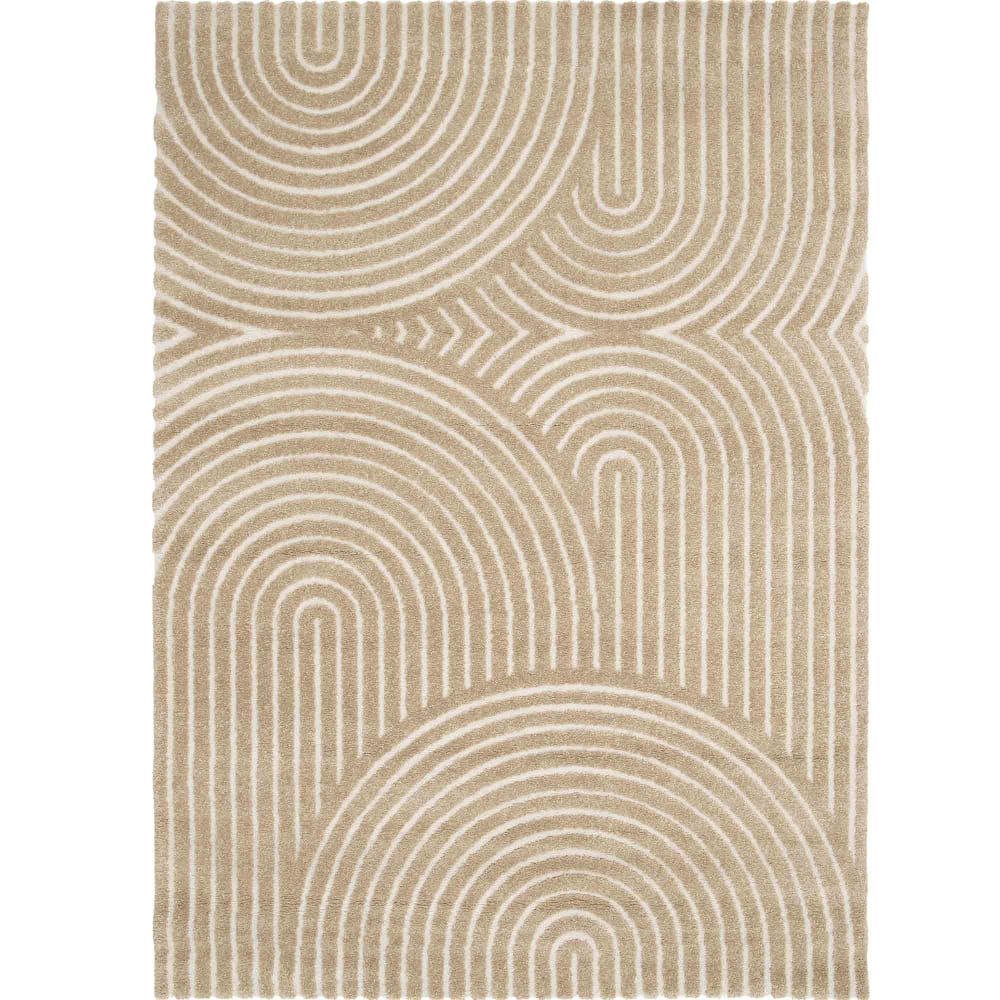 Tapis à relief géométrique doux beige 160x230