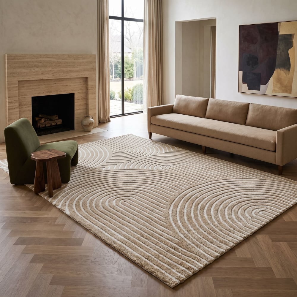 Tapis à relief géométrique doux beige 160x230 — vue 3