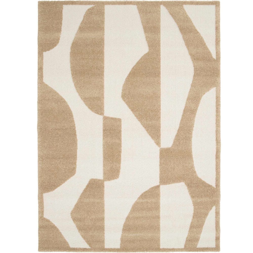 Weicher In-/Outdoor-Teppich mit geometrischem Relief beige