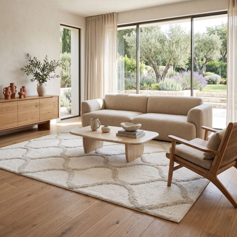 Tapis lavable berbère en coton beige 60x90 — vue 3