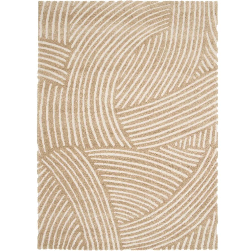Tapis à reliefs doux géométrique beige 160x230