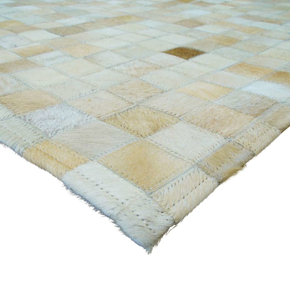 Tapis en cuir naturel recyclé mosaïque beige 120x170 — vue 4