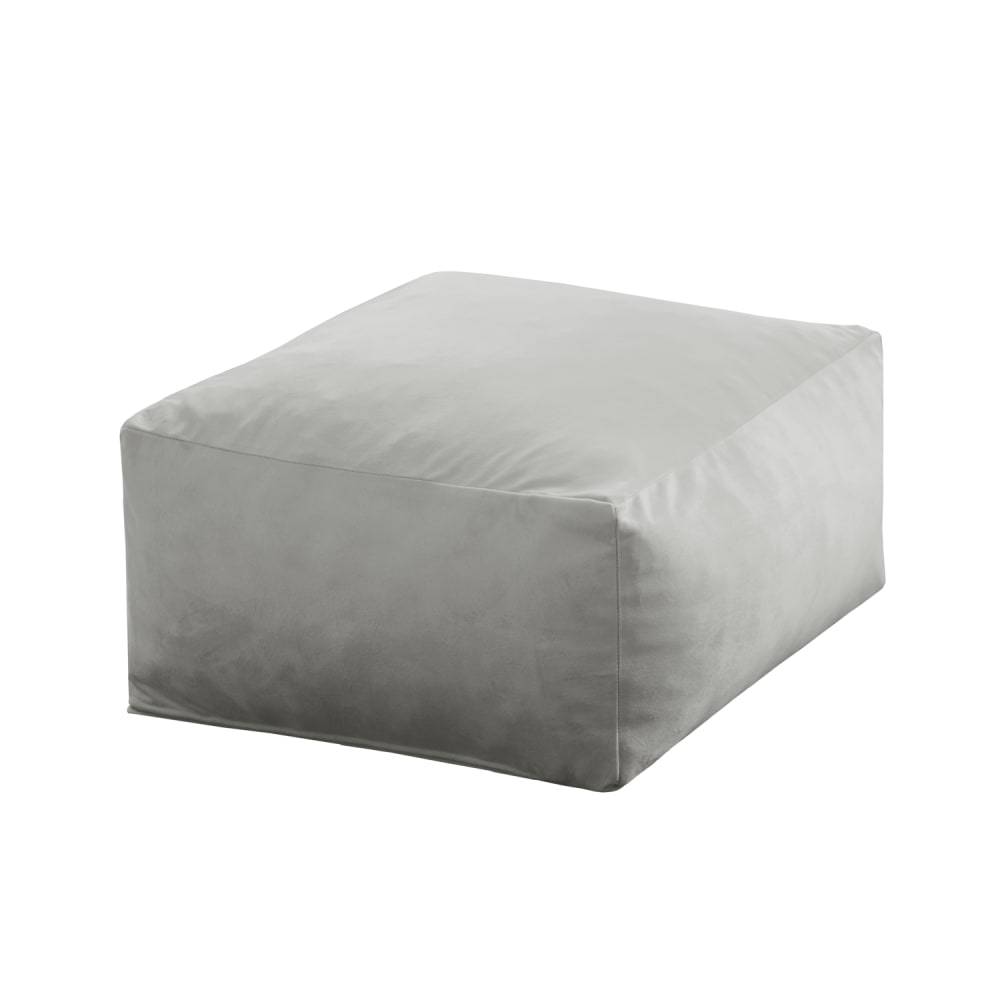 Pouf carré velours gris