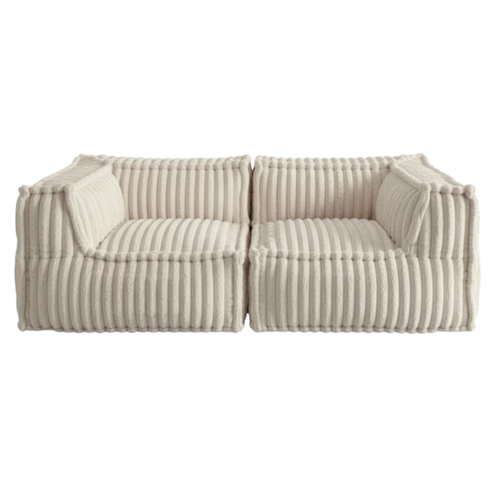 Canapé modulable 2 places fourrure côtelée 90x180 cm beige