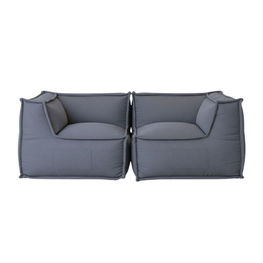 Canapé modulable 2 places en effet lin 90x180 cm gris foncé