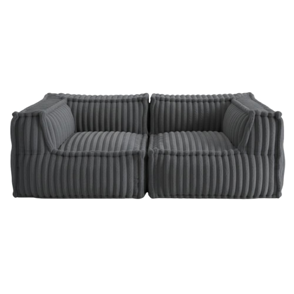 Canapé modulable 2 places fourrure côtelée 90x180 cm gris foncé