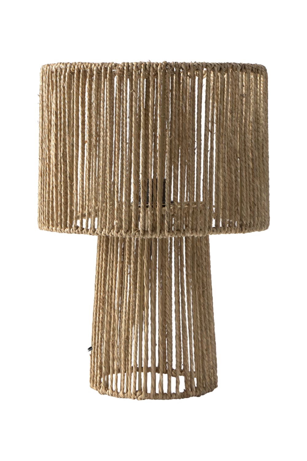 CALMA HOUSE Tischlampe mit Metallstruktur und Jutegarn-Flechtung. E27-Fassung. Beige