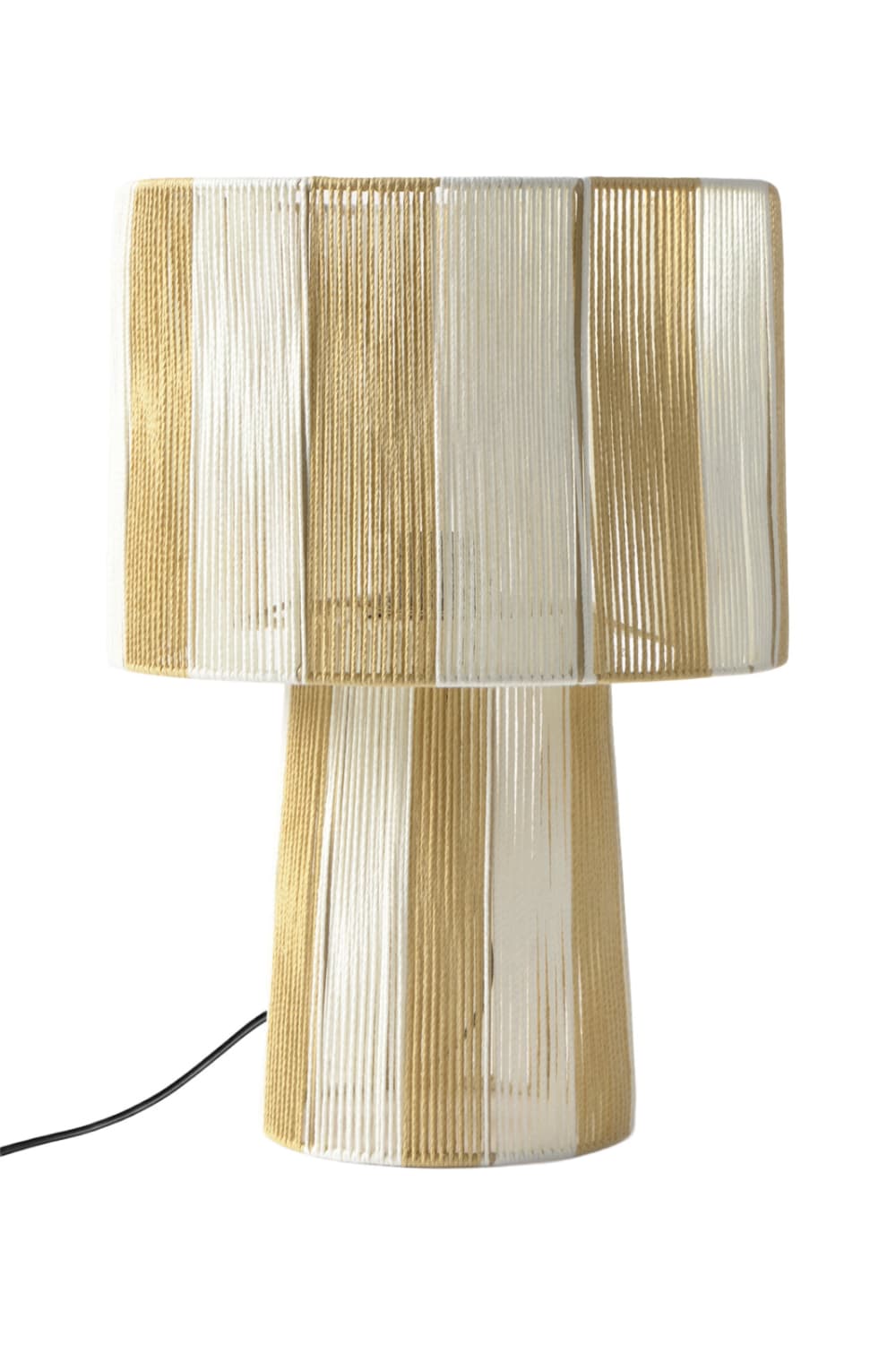 CALMA HOUSE Tischlampe mit Metallstruktur und Flechtung in beigen und cremefarbenen Garnen. E27-Fassung. Beige