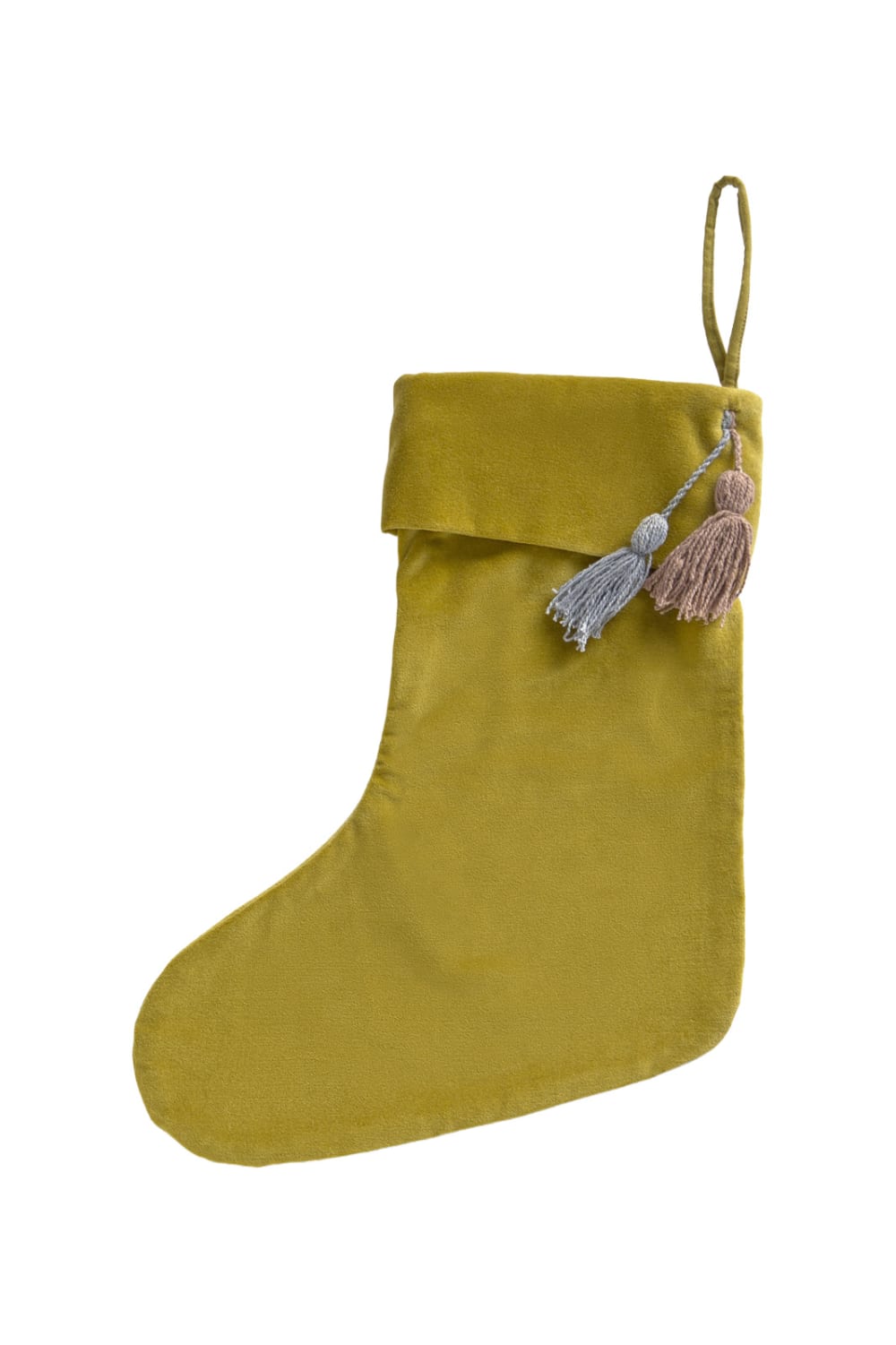 CALMA HOUSE Grüner Weihnachtsbaumschmuck aus Baumwollvelours. Innen mit Canvas-Futter. Details mit Pompons und Aufhängeband. Grün