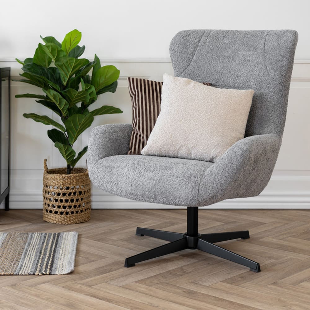 EDGAR- Fauteuil lounge pivotant en tissu gris foncé