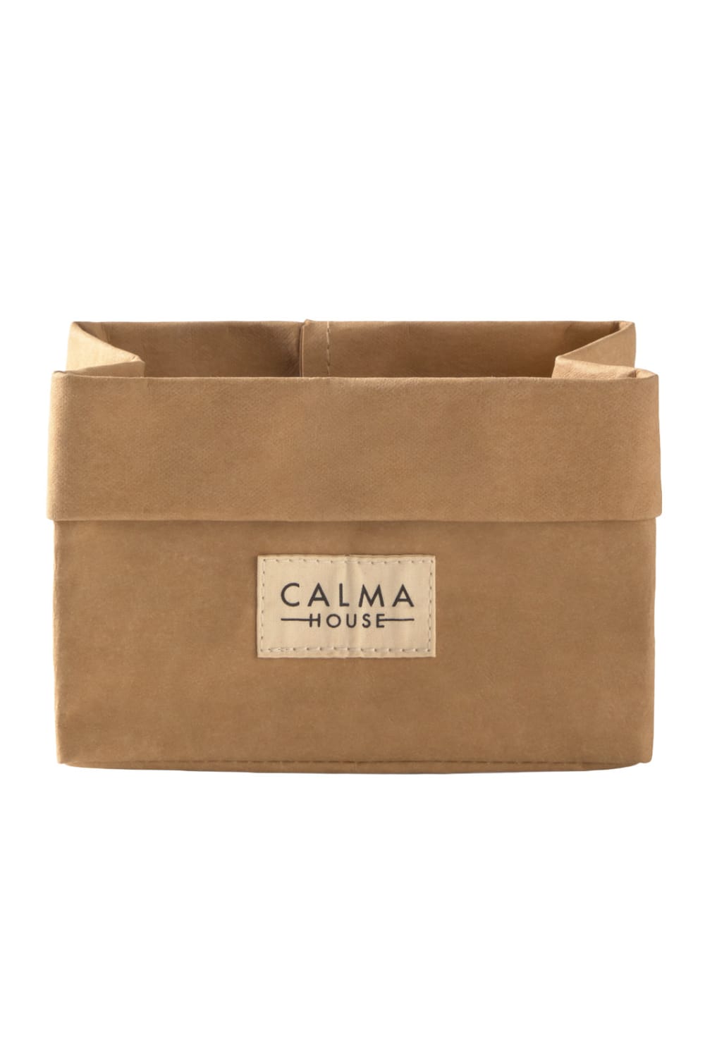 CALMA HOUSE Korb aus harzbeschichtetem und genähtem Papier. Wasserbeständig. Beige