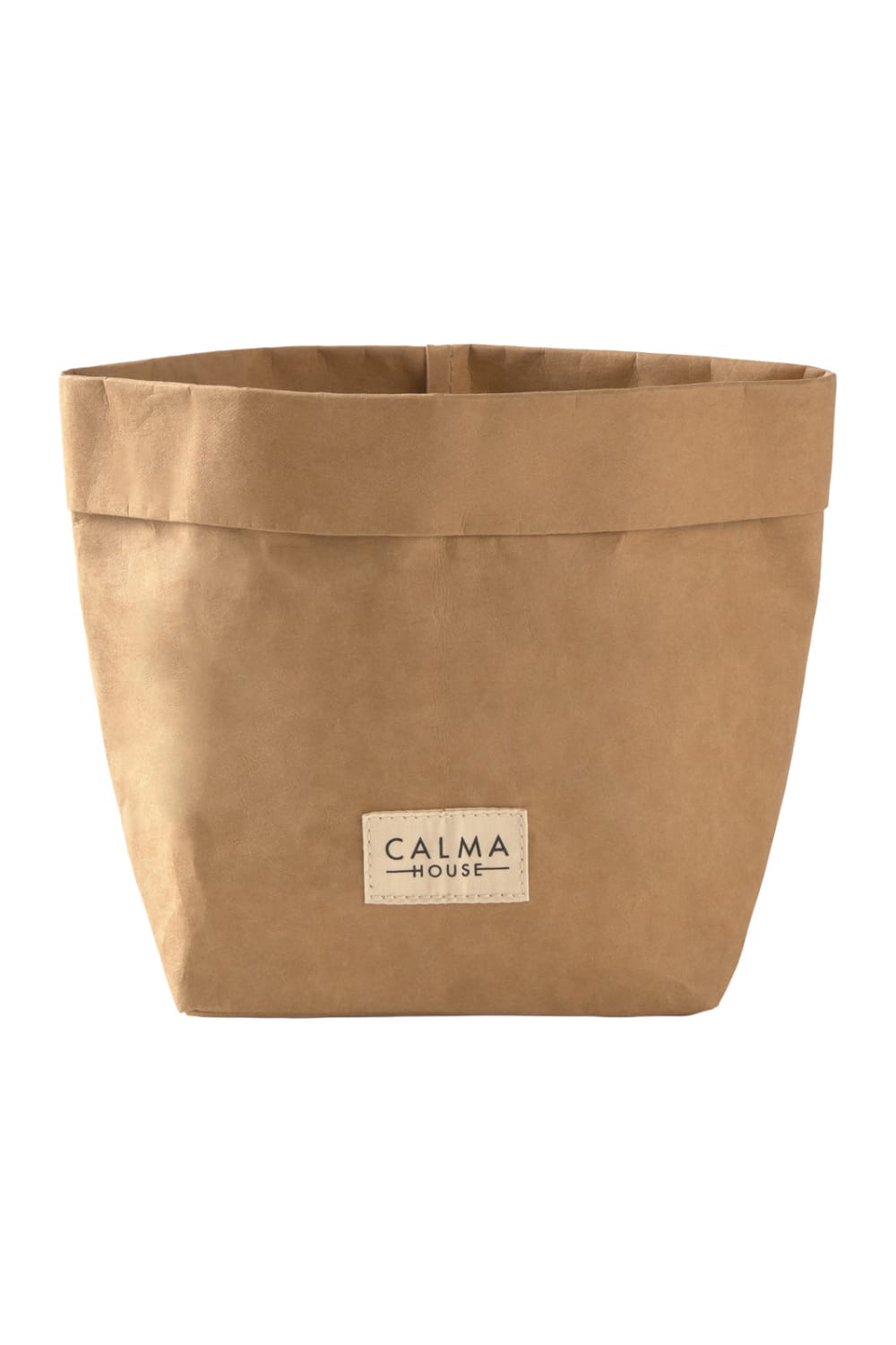 CALMA HOUSE Korb aus harzbeschichtetem und genähtem Papier. Wasserbeständig. Beige