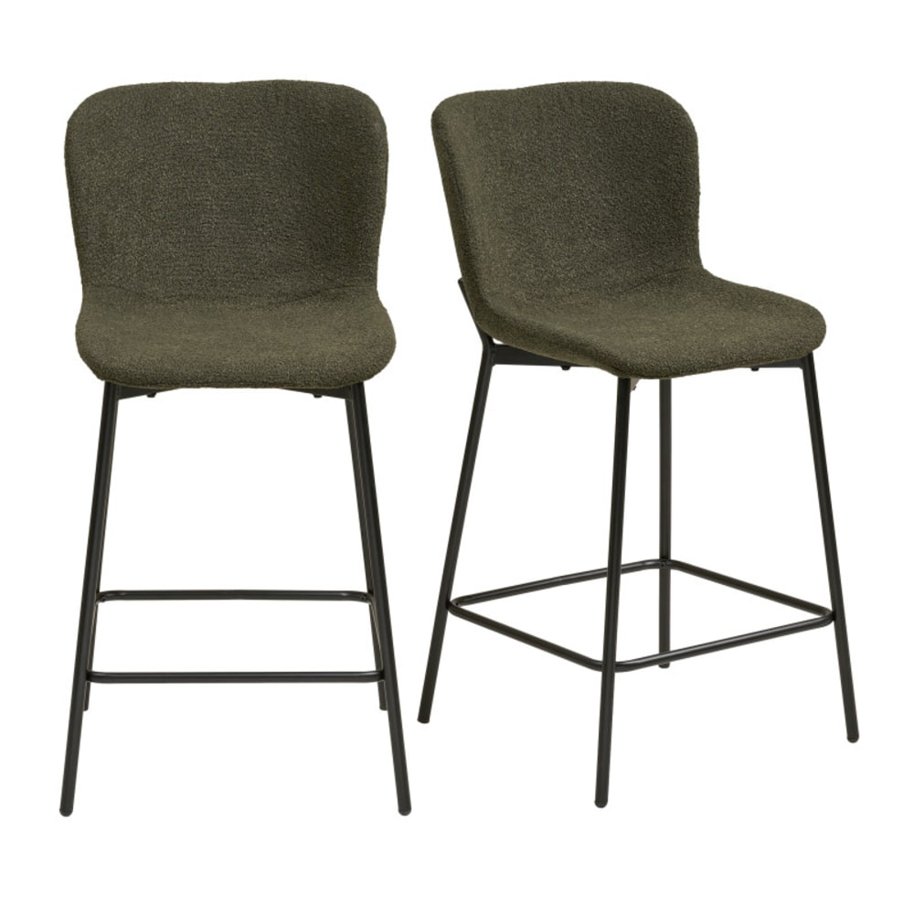 Tabouret de bar en tissu vert (x2)
