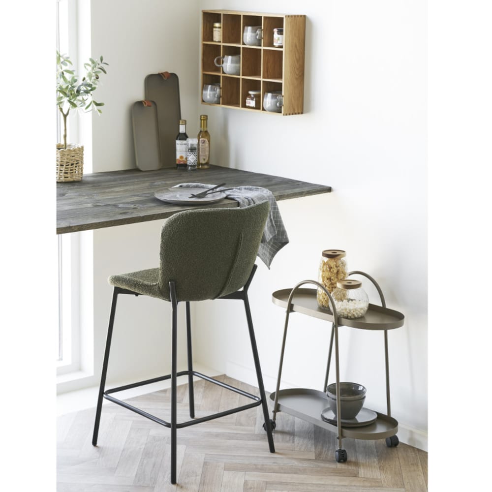 Tabouret de bar en tissu vert (x2)