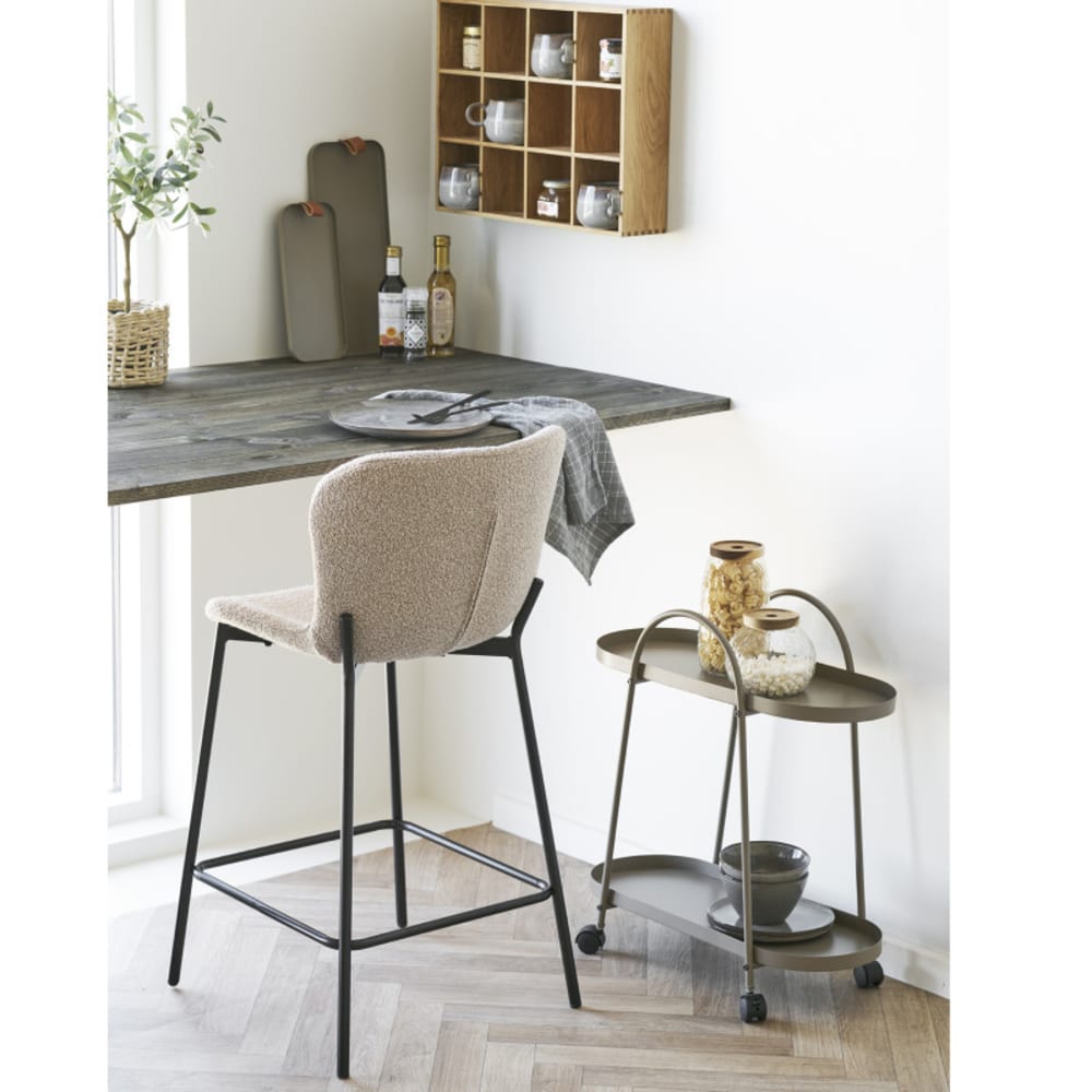 Tabouret de bar en tissu taupe (x2)