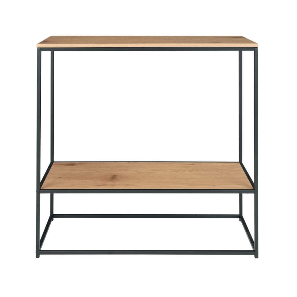 CHIC- Console décor chêne et métal 80x80 cm