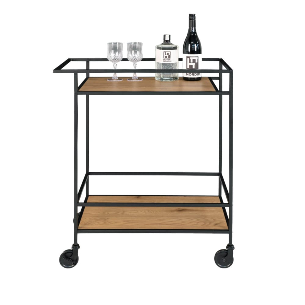 CHIC- Desserte à roulettes chêne et métal