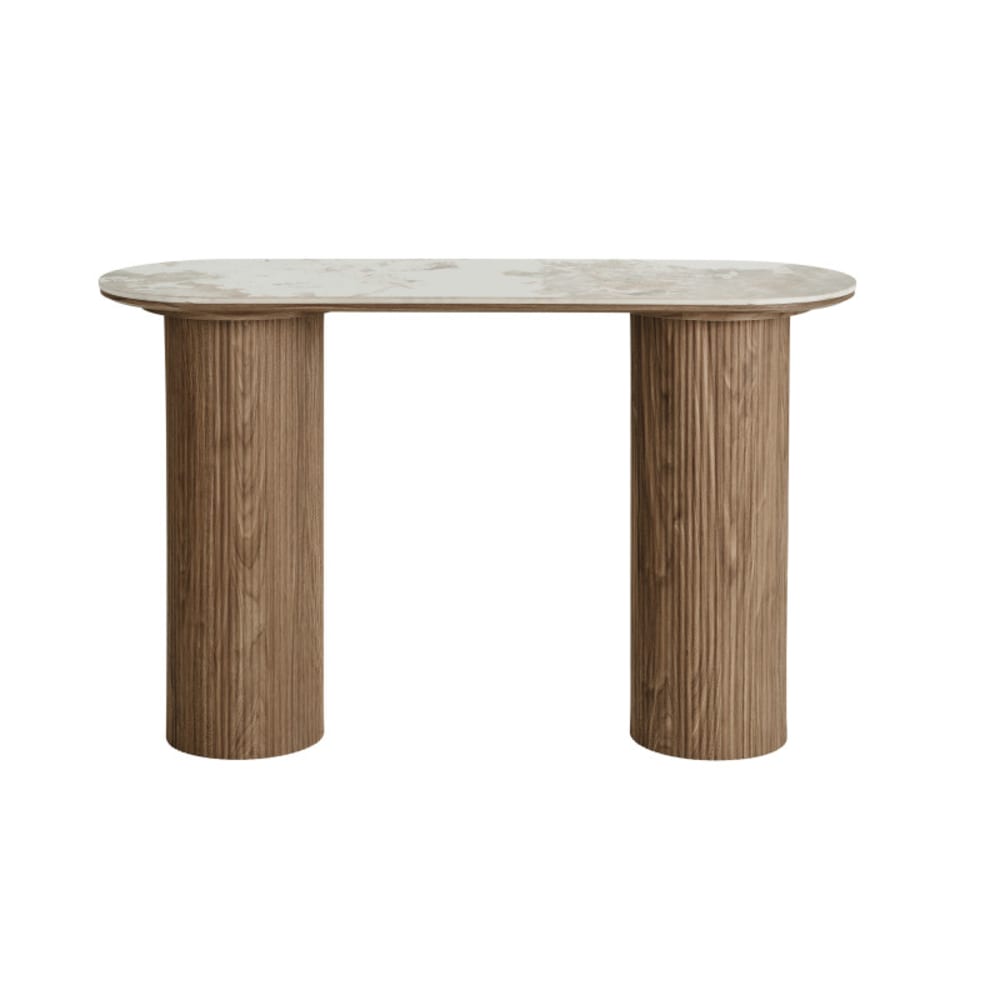 Console en céramique et décor bois 120 cm