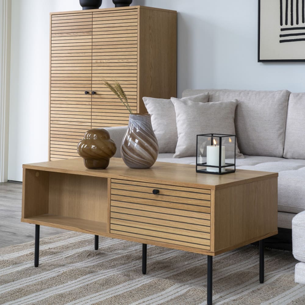 Couchtisch aus Eiche Natur 50 x 100 cm - Maisons Du Monde