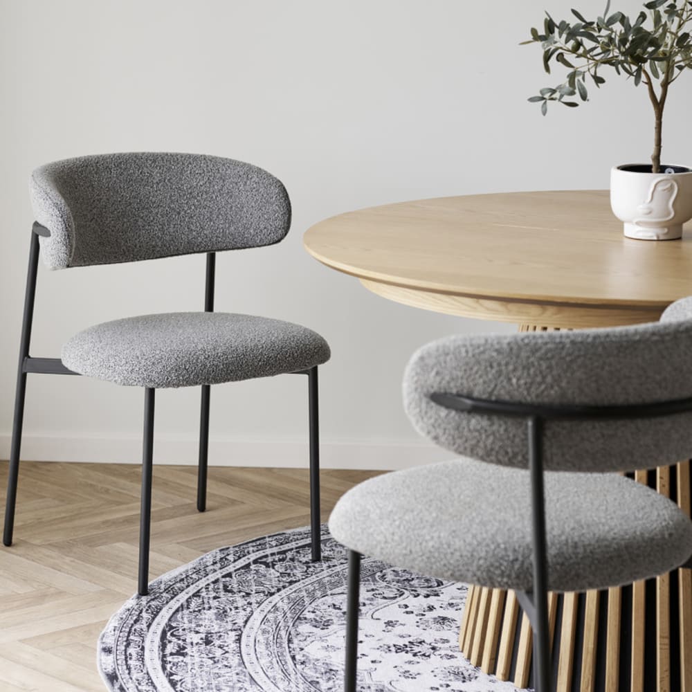 Grauer Stuhl mit Strukturstoff (x2) - Maisons Du Monde