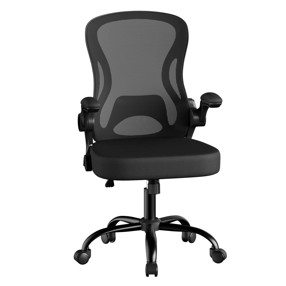 Chaise de bureau ergonomique en maille accoudoirs rabattables noir