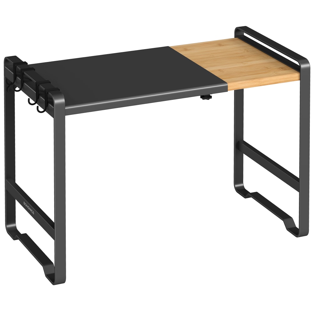 Étagère de cuisine largeur réglable de 41,5 à 64cm noir et bambou