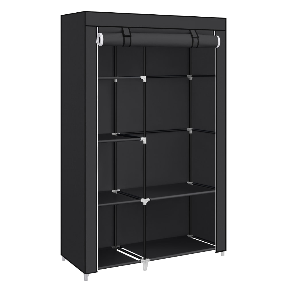 Armoire organisateur de garde-robe avec housse 45 x 105 x 168 cm noir Armoire organisateur de garde-robe avec housse 45 x 105 x 168 cm noir