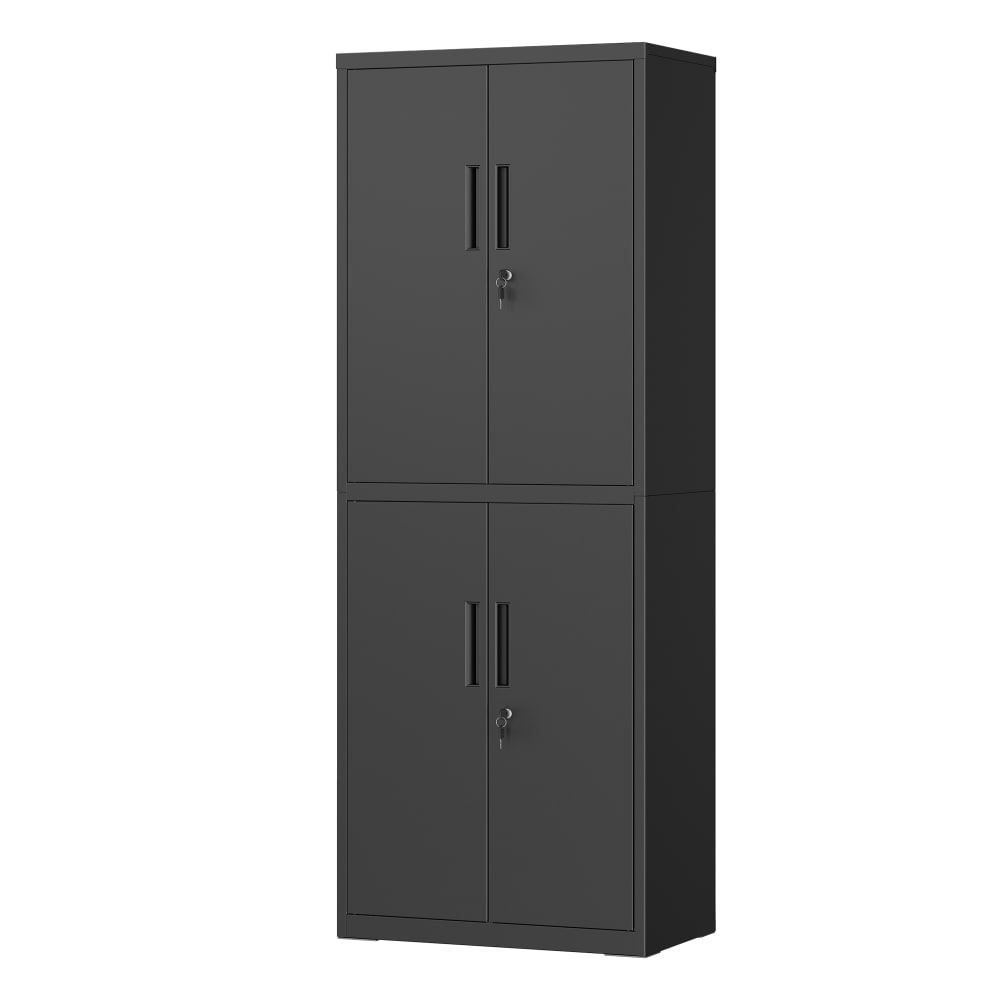 Armoire pour bureau atelier garage avec 5 étagères et 4 portes noir