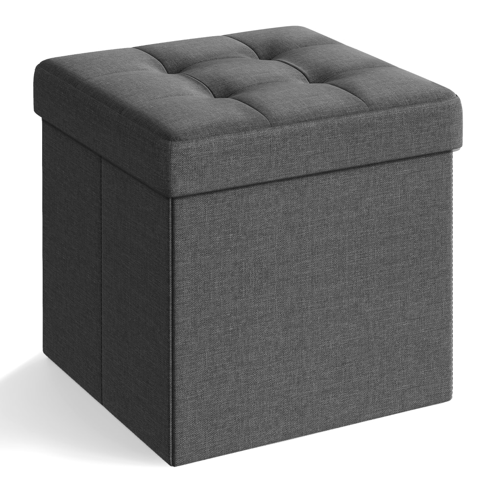 Tabouret de rangement repose-pieds pliable de 38 cm petit pouf gris Tabouret de rangement repose-pieds pliable de 38 cm petit pouf gris