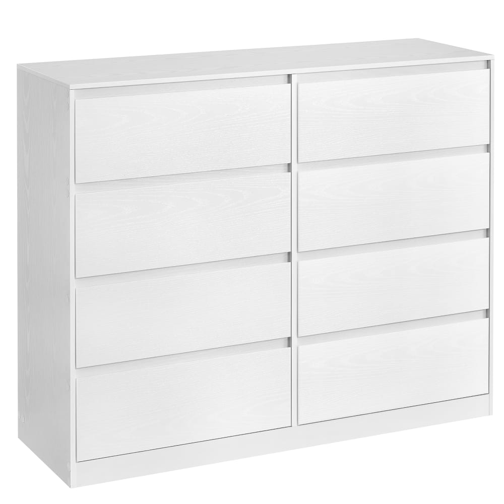 Commode 8 tiroirs 40 x 119,4 x 97,5 cm style moderne blanc