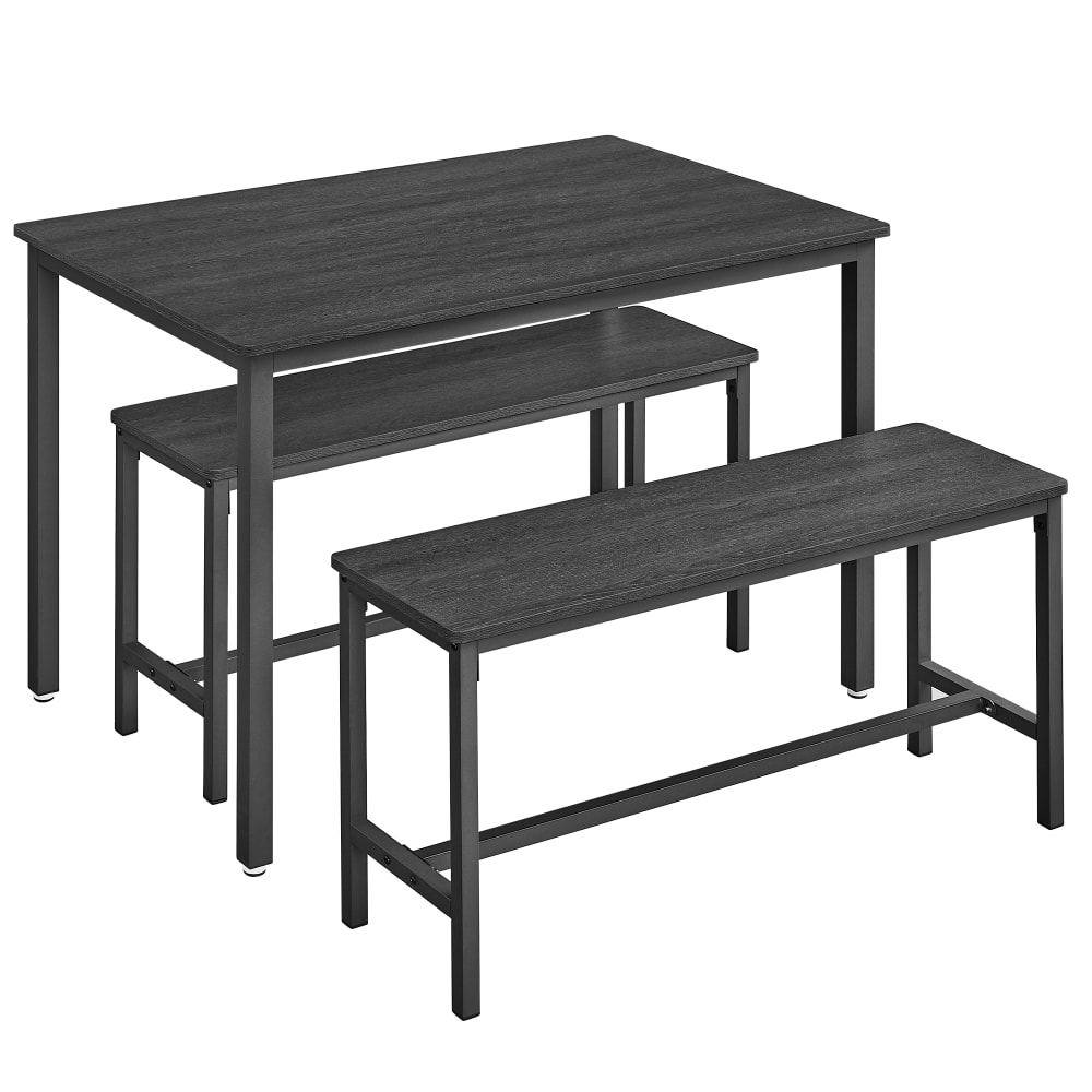 Table à manger avec 2 bancs ensemble de 3 meubles cadre en acier noir