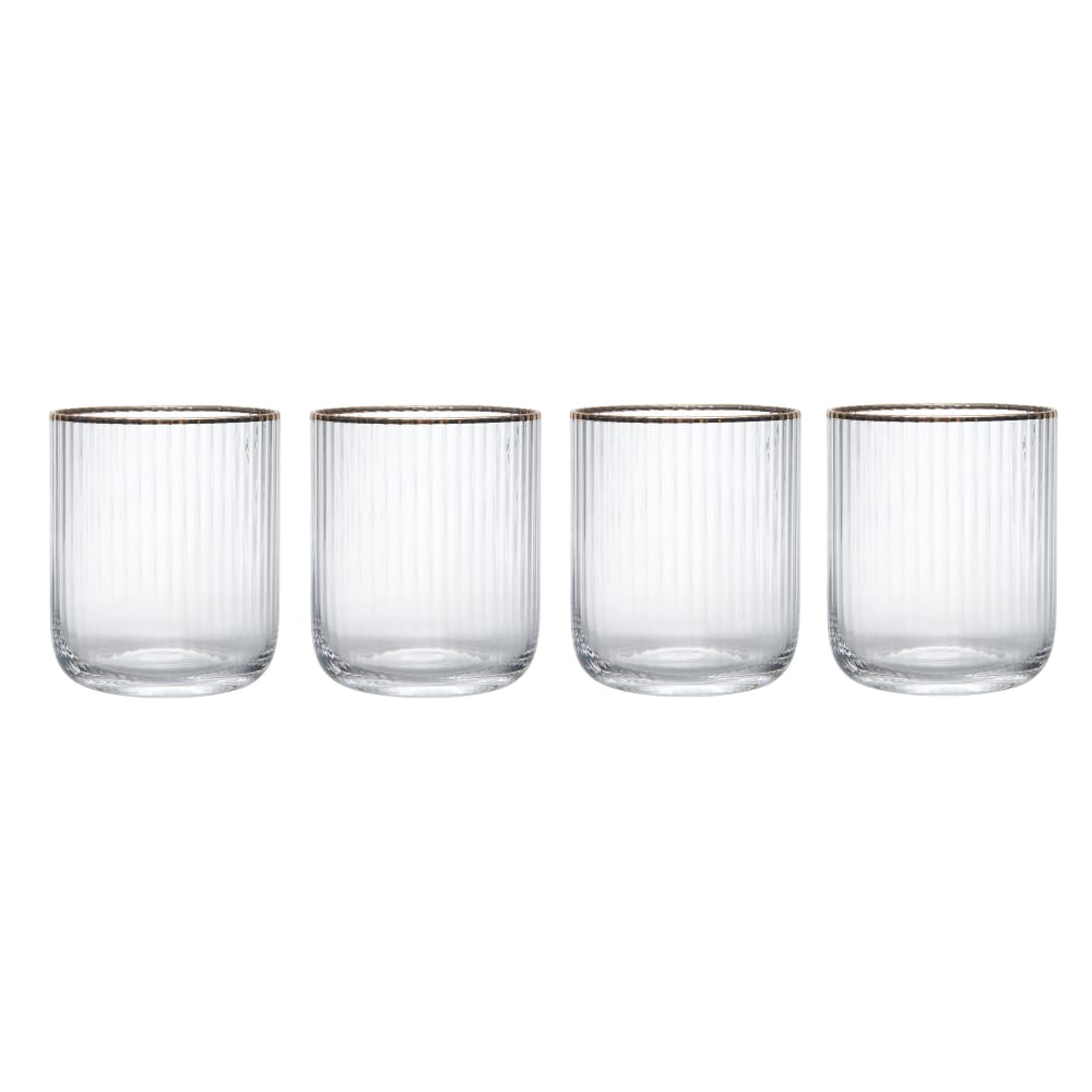 Lot De 4 Verres à Pied Cristal Transparent 400ml