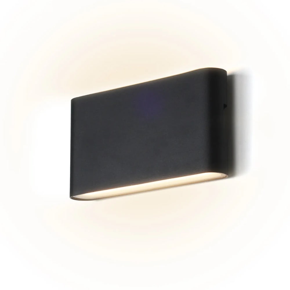 Applique LED haut/bas 12W 2700K aluminium noir IP54 175mm