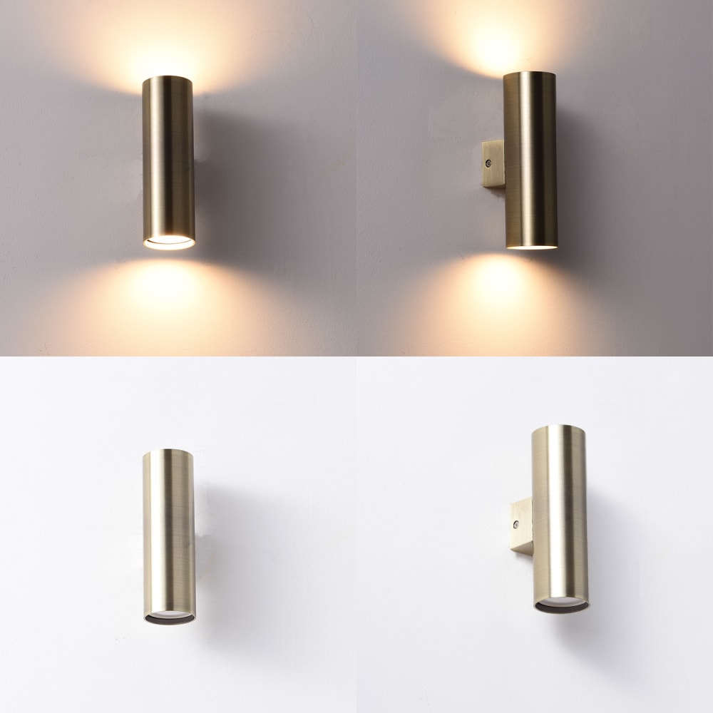 Applique murale métal bronze vieilli, haut/bas, GU10 18cm — vue 4