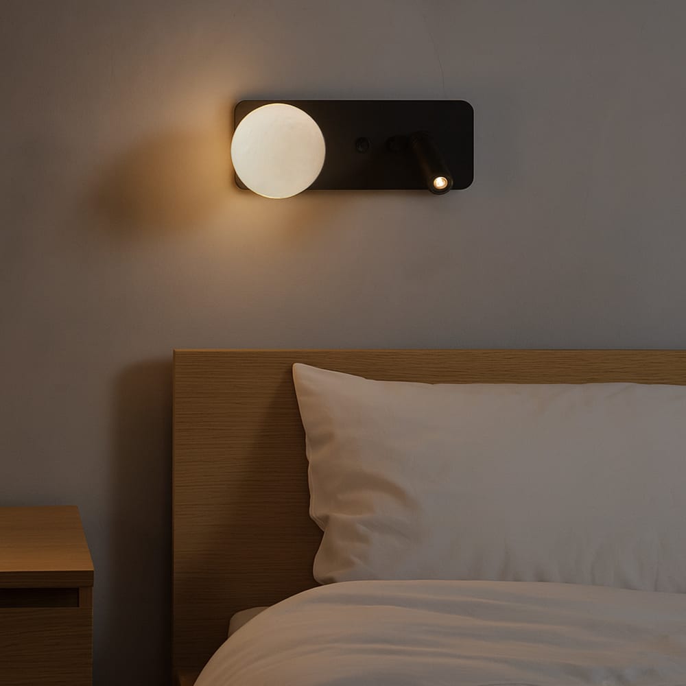 Applique LED noire métal avec spot de lecture 3W 30cm — vue 3