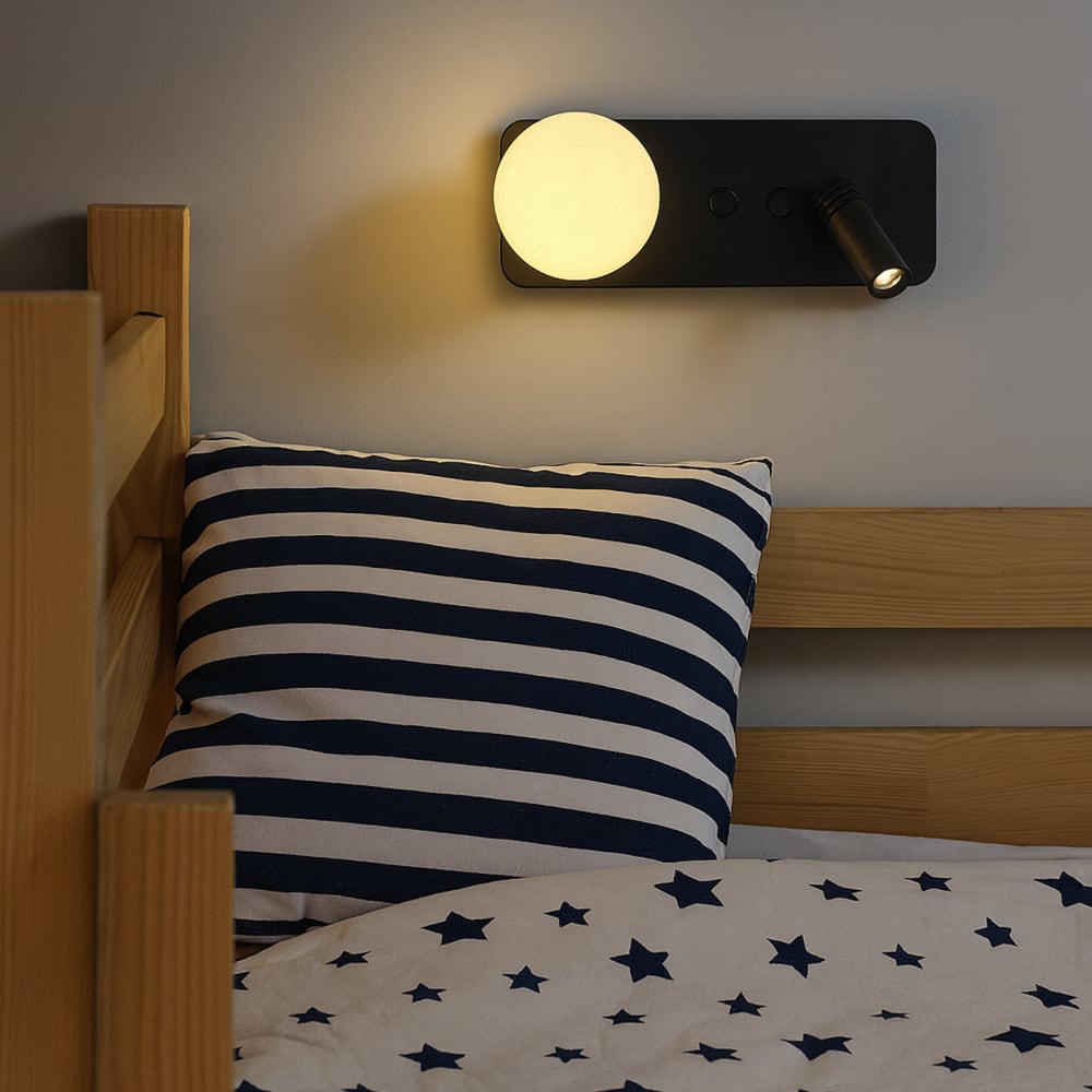 Applique LED noire métal avec spot de lecture 3W 30cm — vue 4