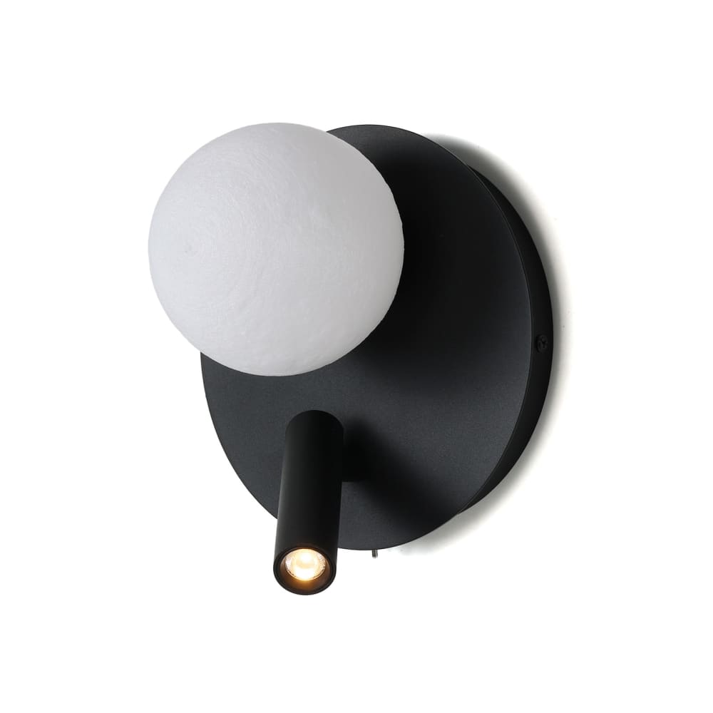 Alpinaluz Wandleuchte mit LED 3W-Leselicht und dekorativer Kugel, Schwarz style modern Schwarz Metall
