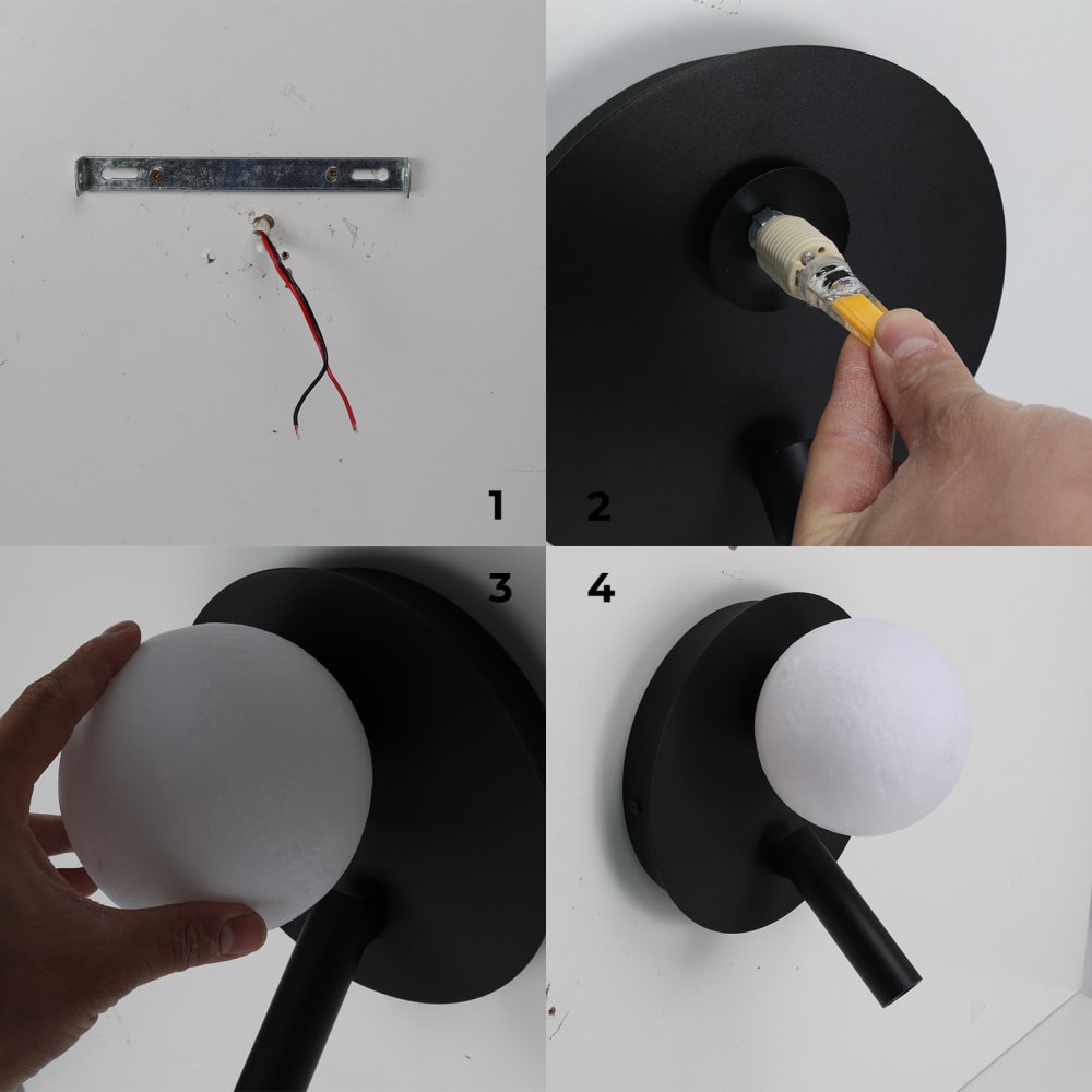 Applique LED noire métal, spot lecture 3W 18cm — vue 4