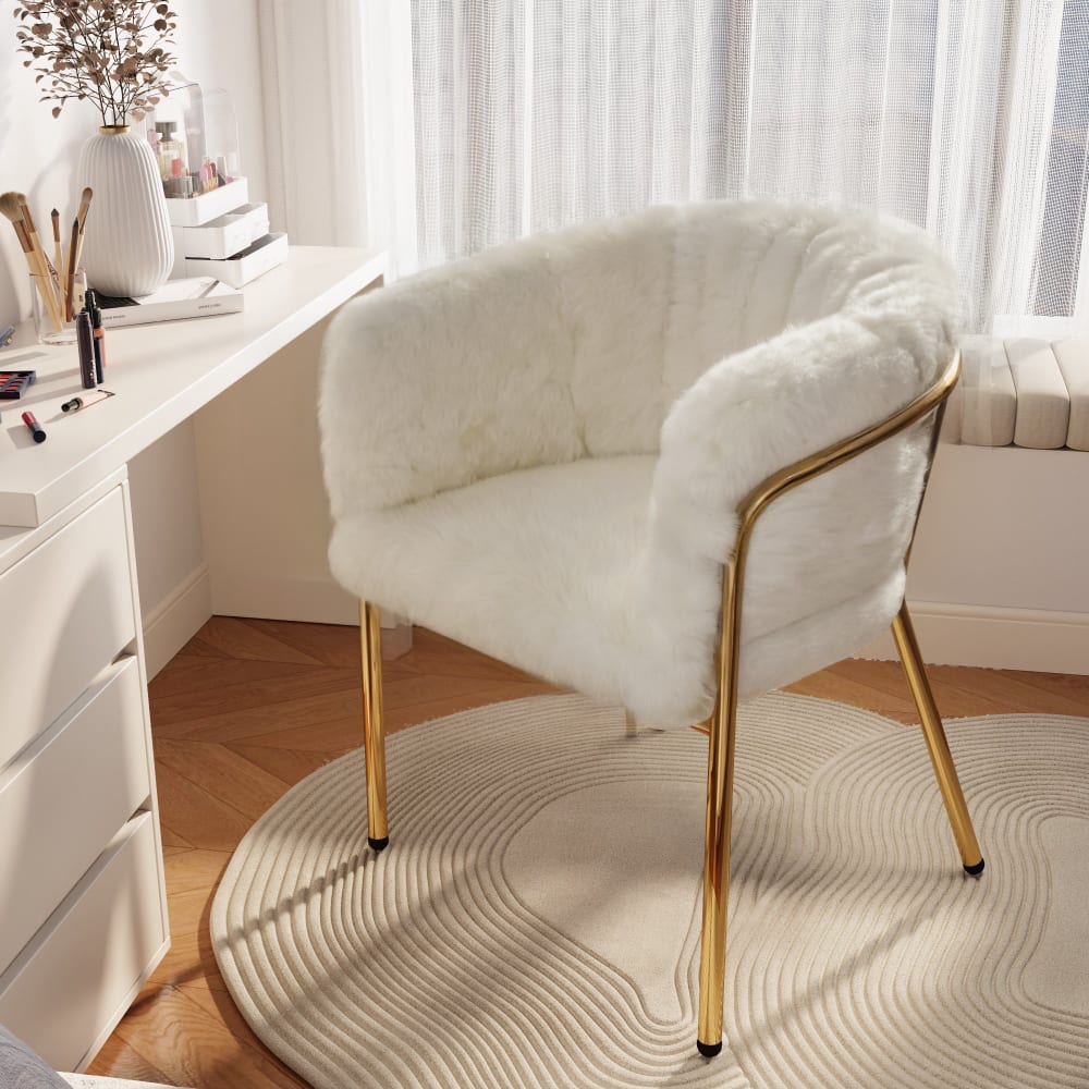 Urban Meuble Stuhl aus Bouclé-Stoff,Beige Beige Stoff