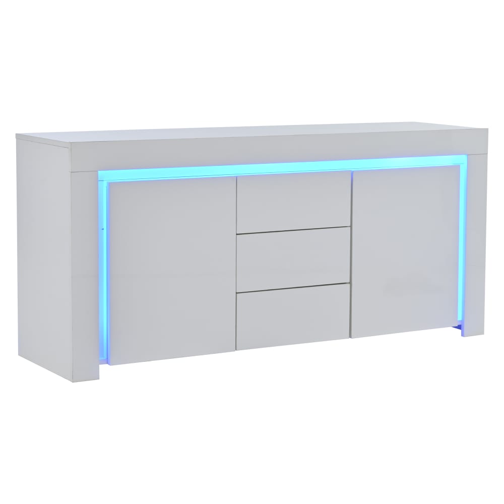 Modernes Lack-Sideboard mit 2 Türen und 3 Schubladen,Weiß -