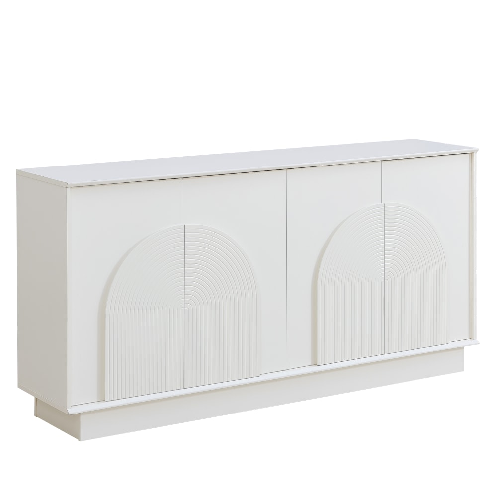 Buffet blanc sculpté en relief moderne et élégant