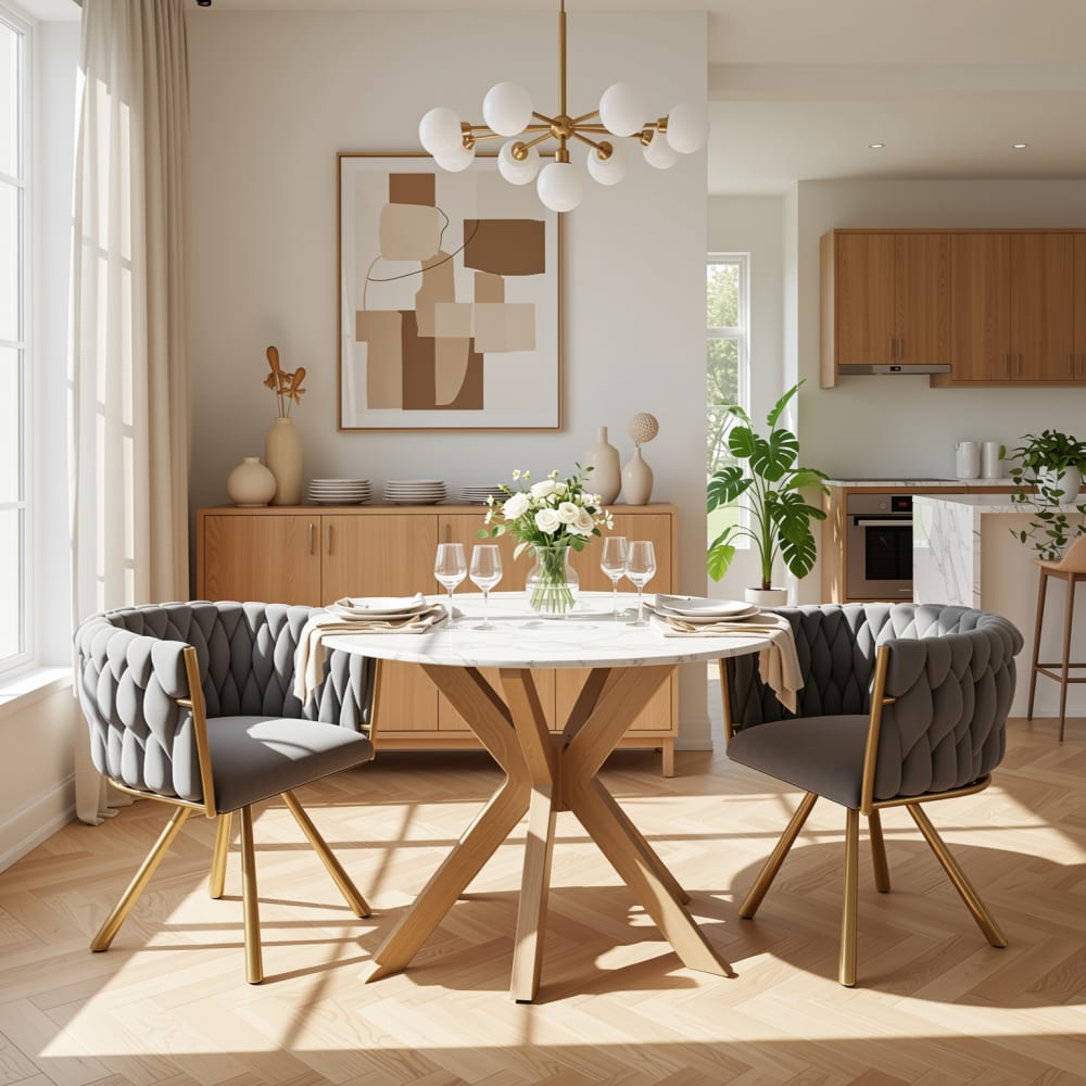 Urban Meuble 2er-Set Esszimmerstühle aus Samt,Grau Grau Samt