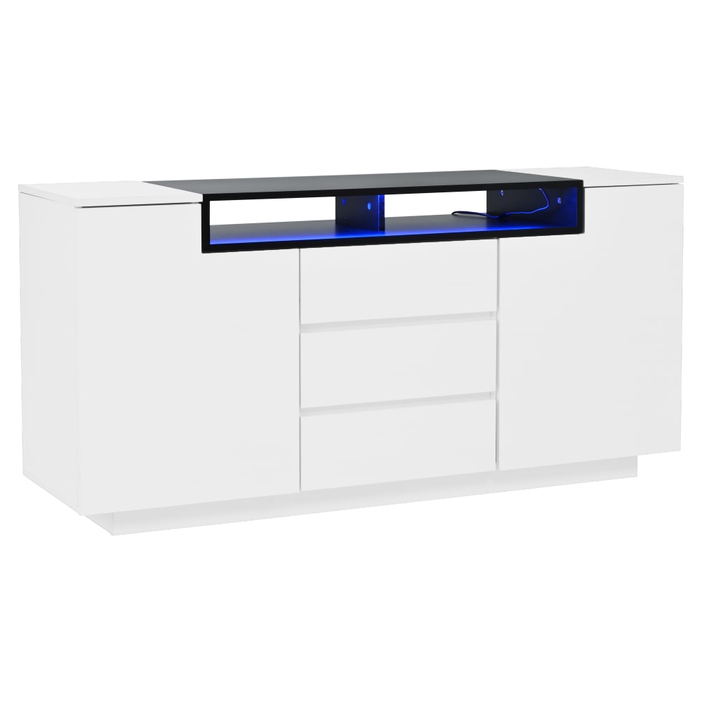 Lackiertes Sideboard im modernen Design mit schwarzem Regal,Weiß