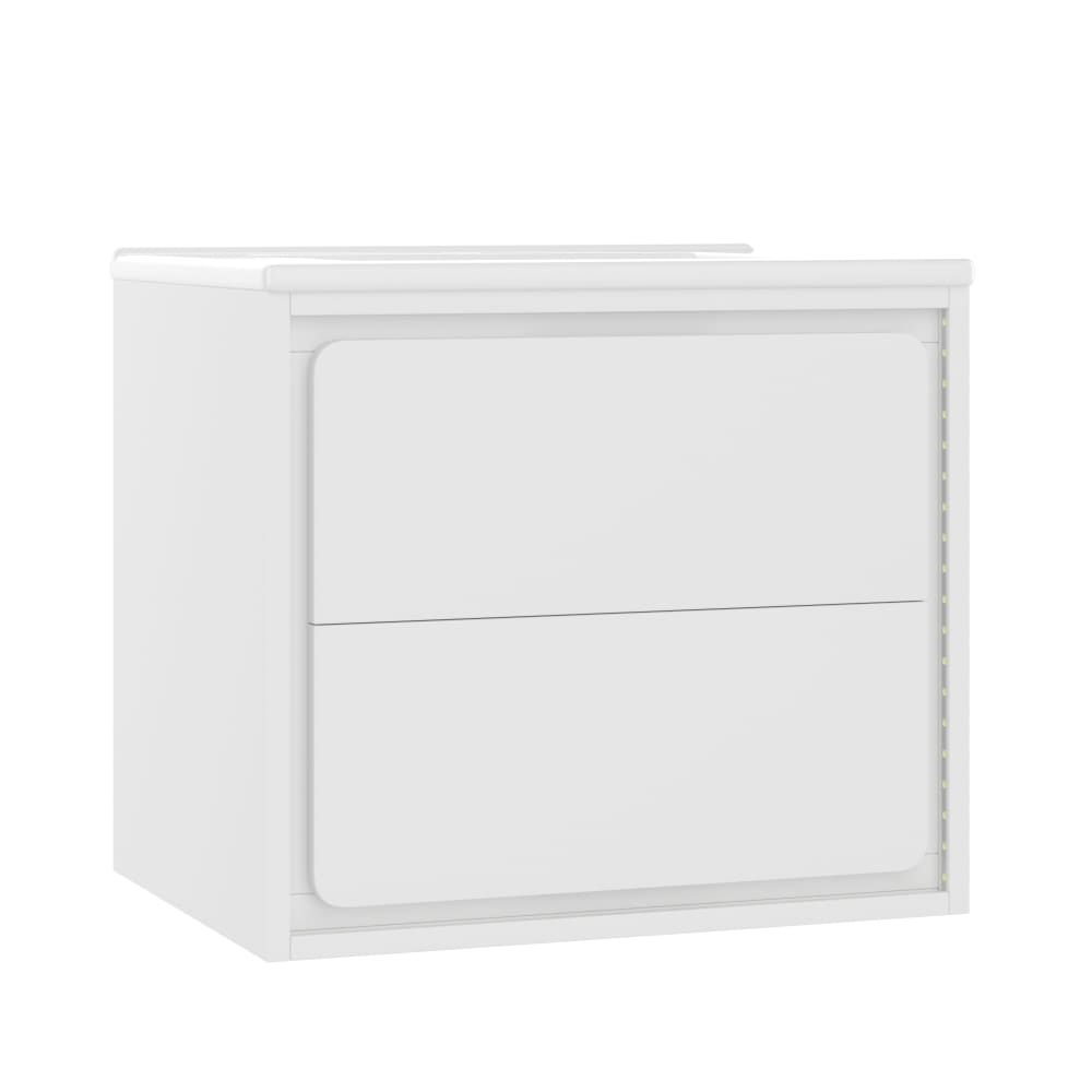 Meuble sous-vasque suspendu blanc avec éclairage LED et lavabo