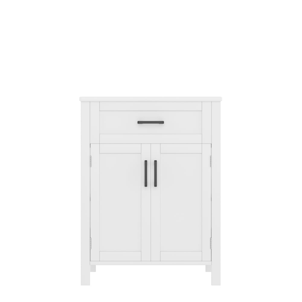 Meuble sous-vasque avec lavabo blanc et rangements multiples