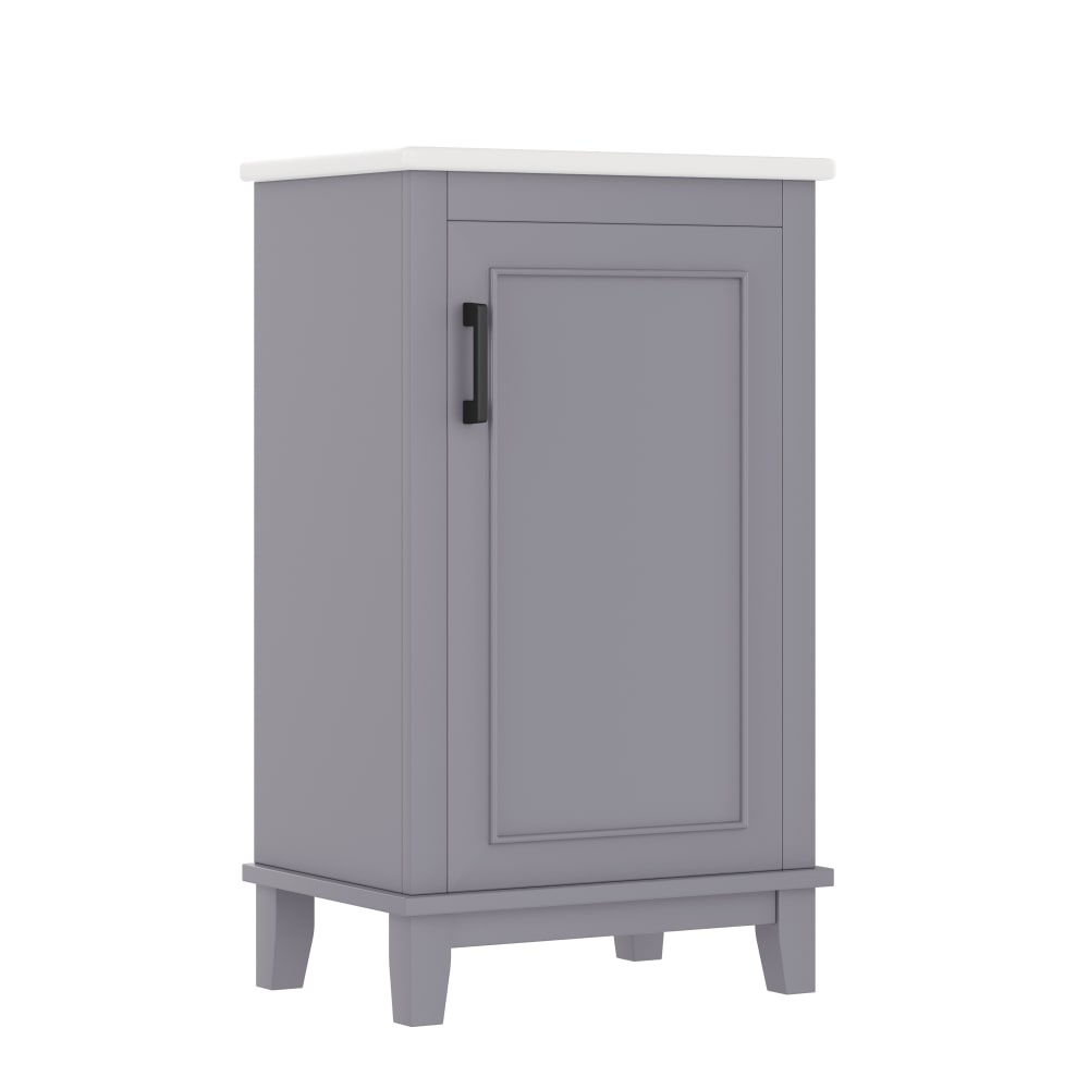 Meuble sous-vasque gris lavande avec lavabo en céramique blanche