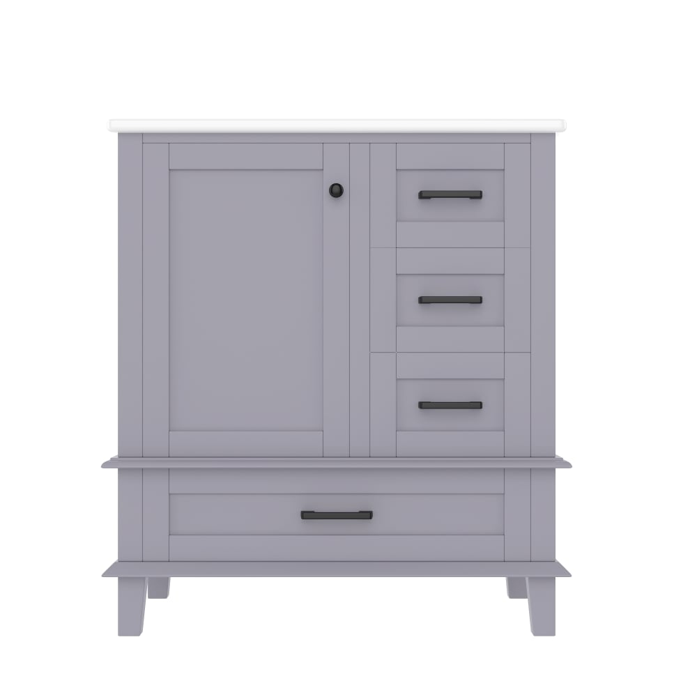 Meuble sous-vasque avec lavabo en gris et tiroirs multiples